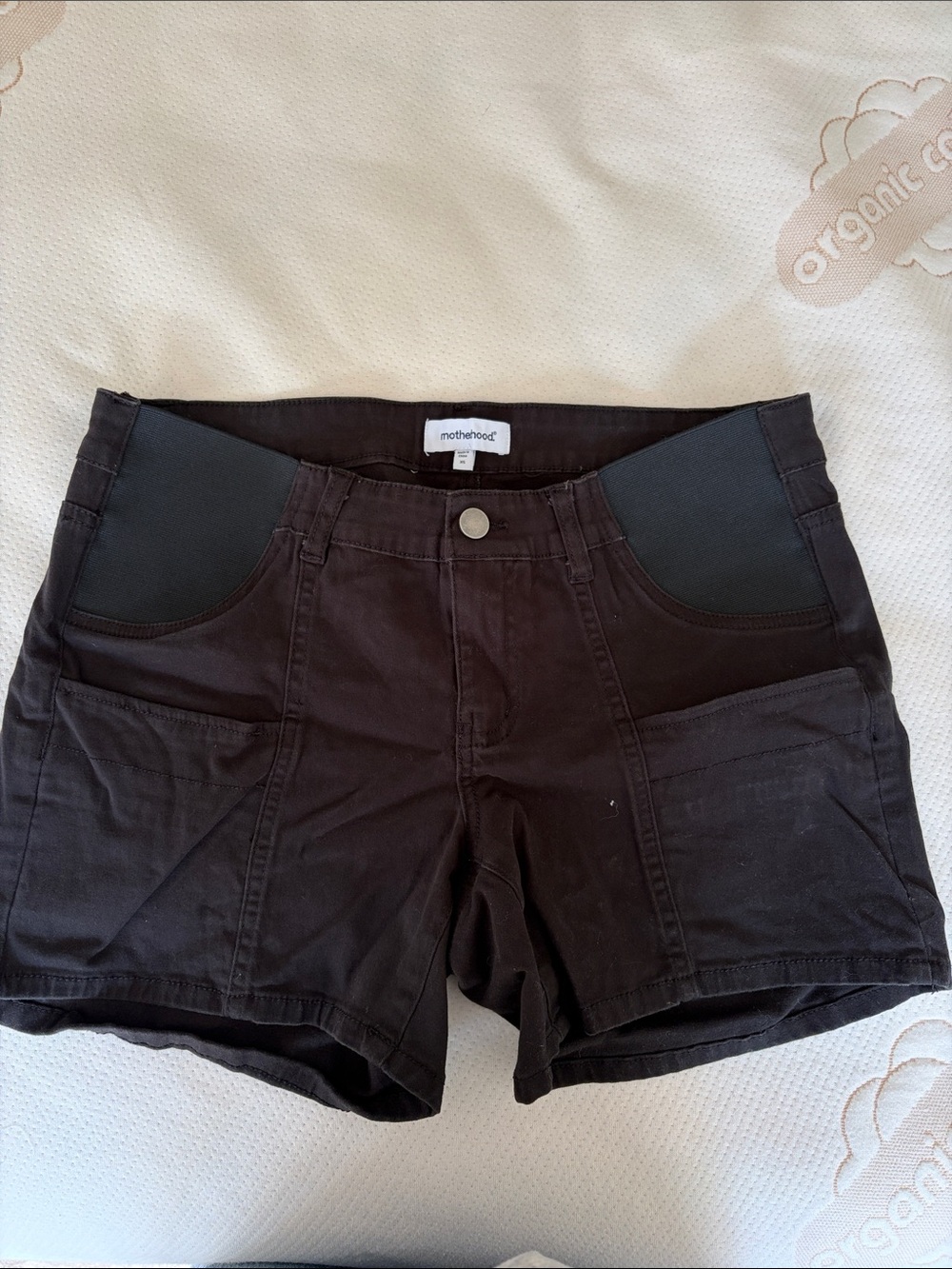 Motherhood Black Maternity Stretch Panel Jean Shorts